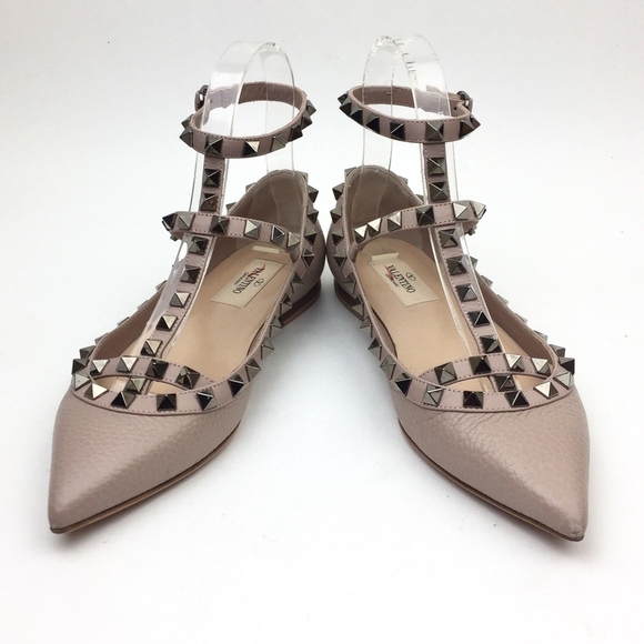 VALENTINO Rockstud T-Strap Flat sz 4.5 - Picture 1 of 12
